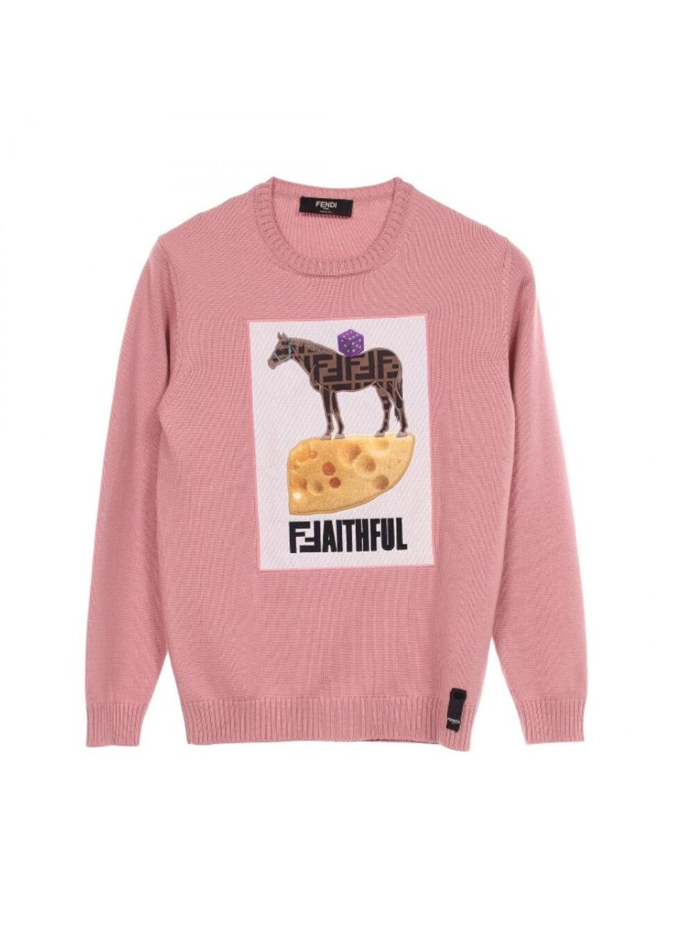 Fendi Knit Zucca Patch Design Wool Sweater
